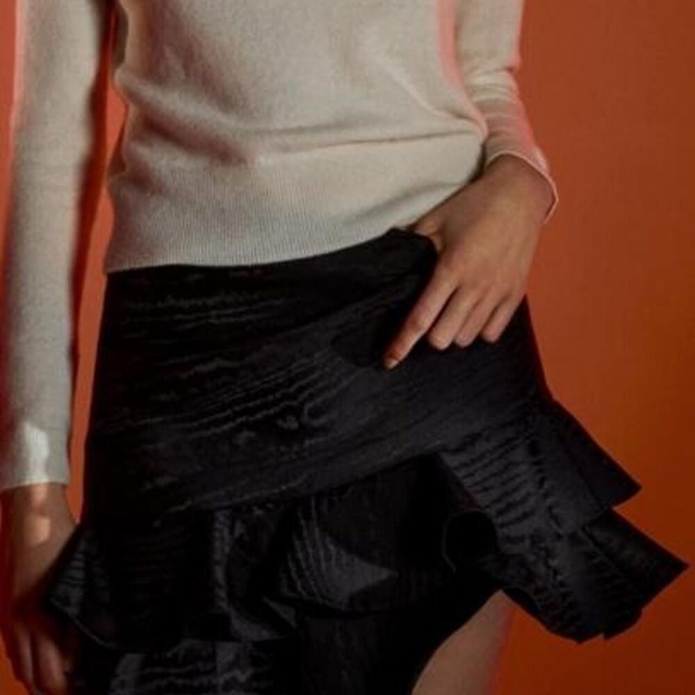 Zara Black Mini Ruffle Textured Skirt XS NWOT
